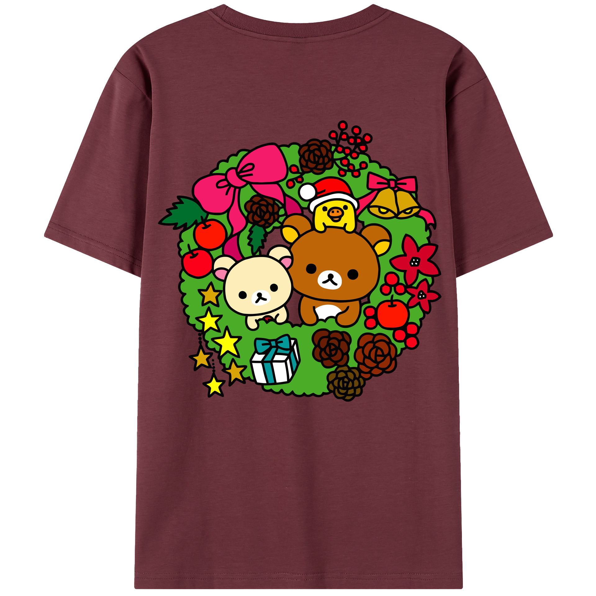 （画像用） リラックマ リラックマ キイロイトリ Rilakkuma Korilakkuma Kiiroitori 綿100％半袖Tシャツ（背面プリント）